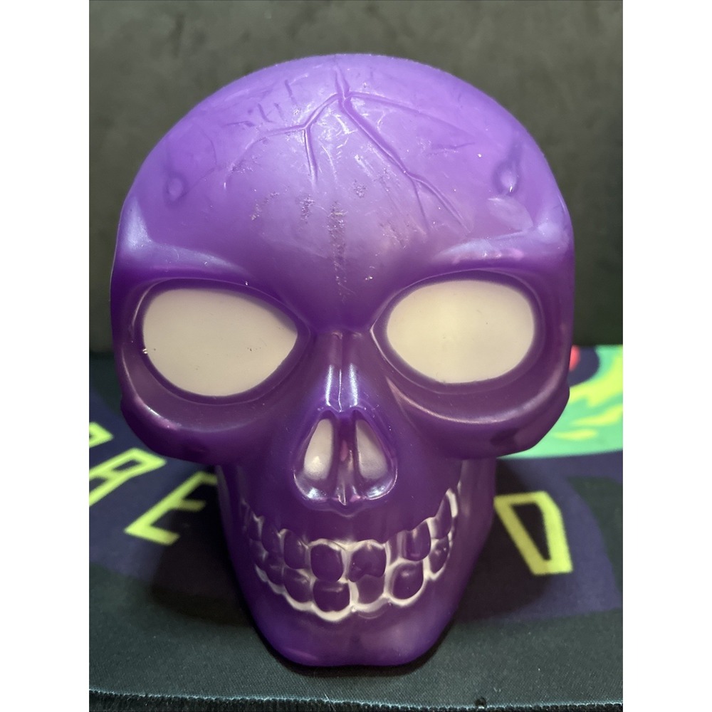 Purple Halloween Light Up Skull Skeleton Head Needs Battery C3